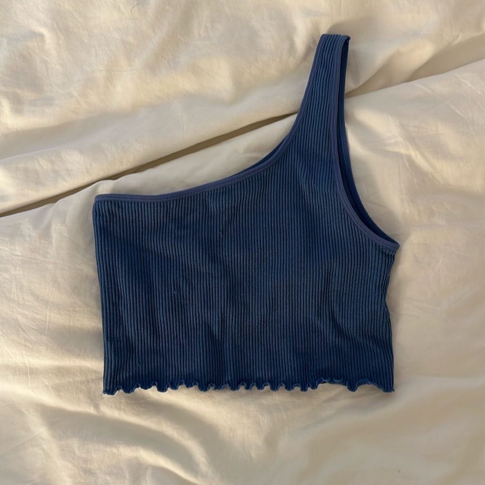 Spiritual Gangster Light Blue one Shoulder workout top